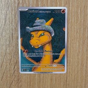 Charizard Portrait Card - Orange with Gray Hat